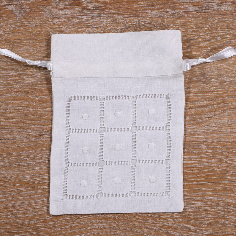 B008-W: weiß ramie/baumwolle kordelzug Hand gezogen gewinde stickerei taschen, 5x7 zoll beutel taschen, reisetasche