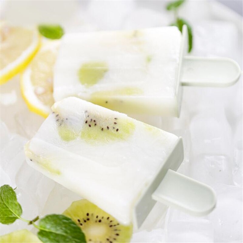 Popsicle Molds 4 Cells Frozen Pop Moulds DIY Juices Purees Yogurt Pudding Ice Cream Maker Plastic Durable Lids Frozen Snack Tool