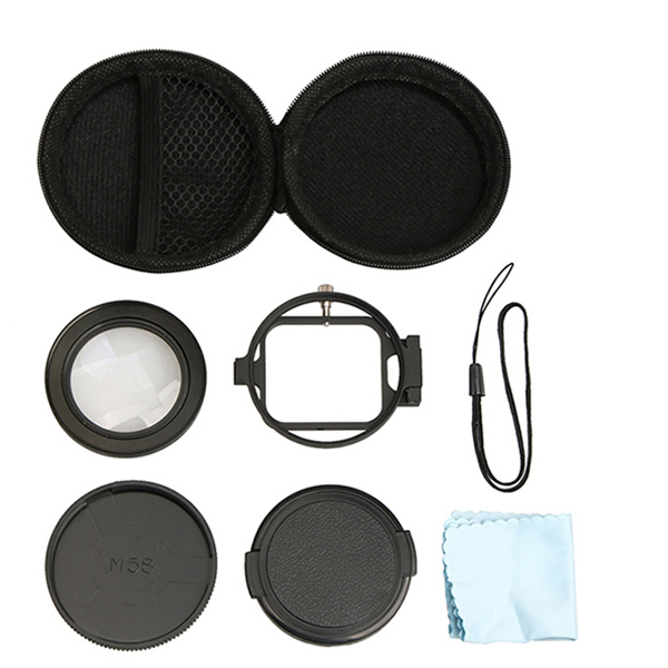 Go Pro hero 5 6 Macro gros plan 16 loupe, filtre de lentille de grossissement 16x et adaptateur de loupe 10x pour GoPro hero 5 6 7 noir: 16x magnifier