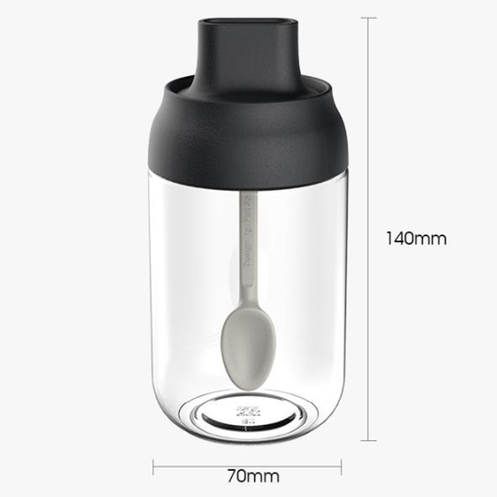 250ml Transparent Glass Condiment Jar Moisture-proof Pepper Sauce Spoon Bottle