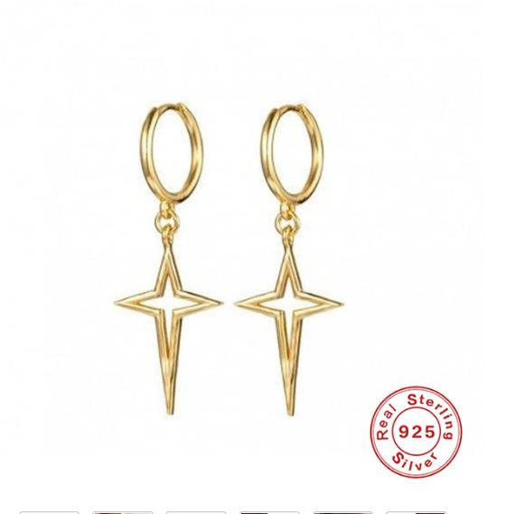 Roxi Minimalistische Ronde Cirkel Oorbellen Geometrische Hollow Cross Hanger Dangle Earring Voor Vrouwen 925 Sterling Zilveren Oorbellen: Goud