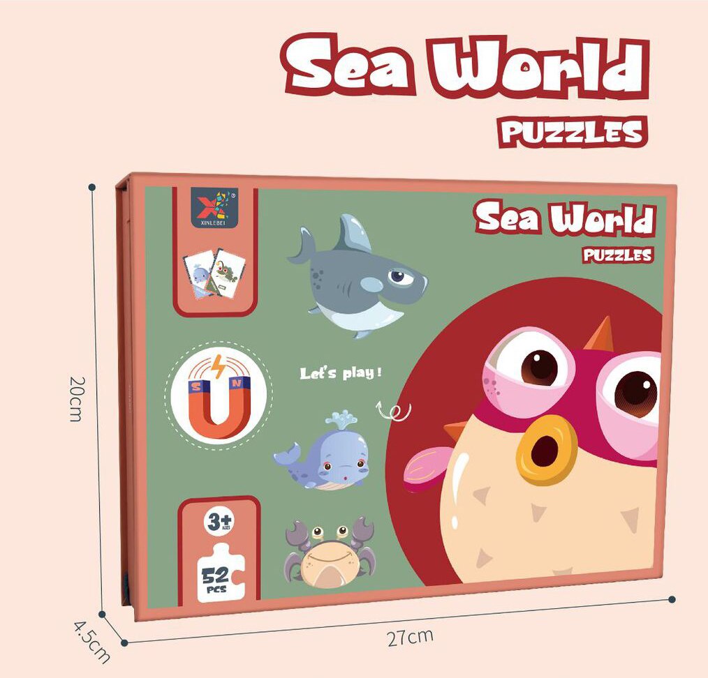 Magnetische Puzzel Kinderen Onderwijs Speelgoed Dier Brief Voertuig Bijpassende Jigsaw Schilderen Set Game Vroeg Leren Speelgoed Voor Baby: Sea