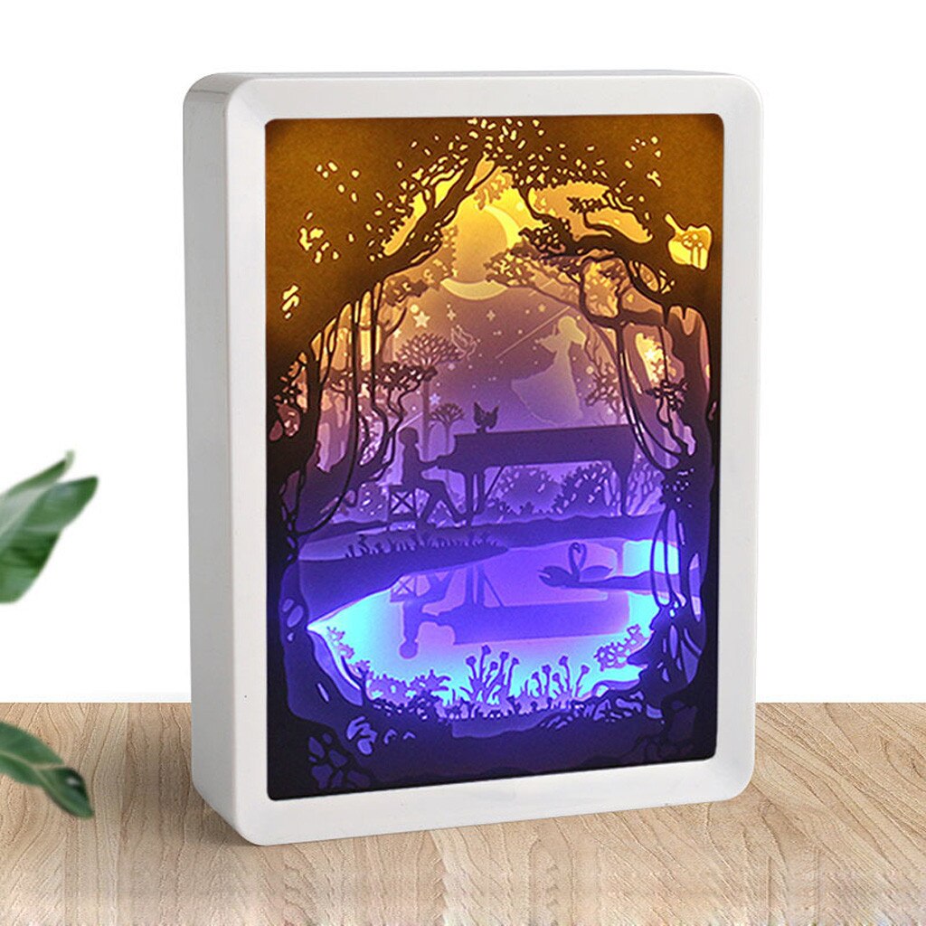 Light Shadow Paper Carved Lights Diy Remote Control Small Night Lighting 3D Paper carving lamp