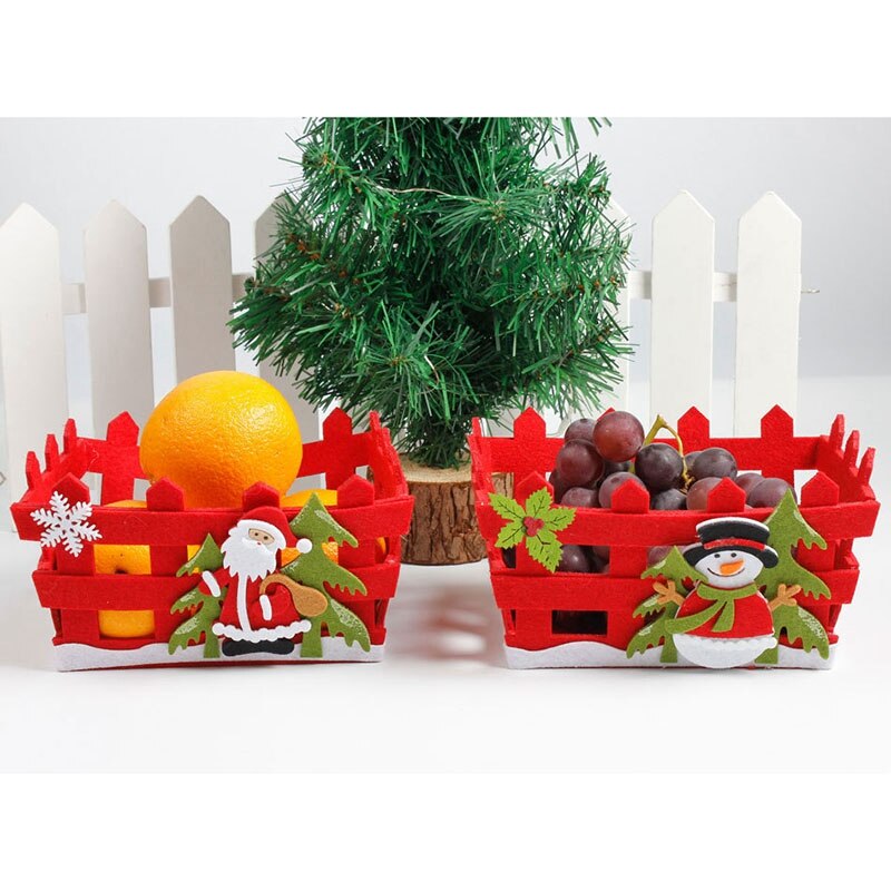 2Pcs Christmas Candy Fruits Storage Basket Container Box Home Decor Christmas Candy Storage Basket