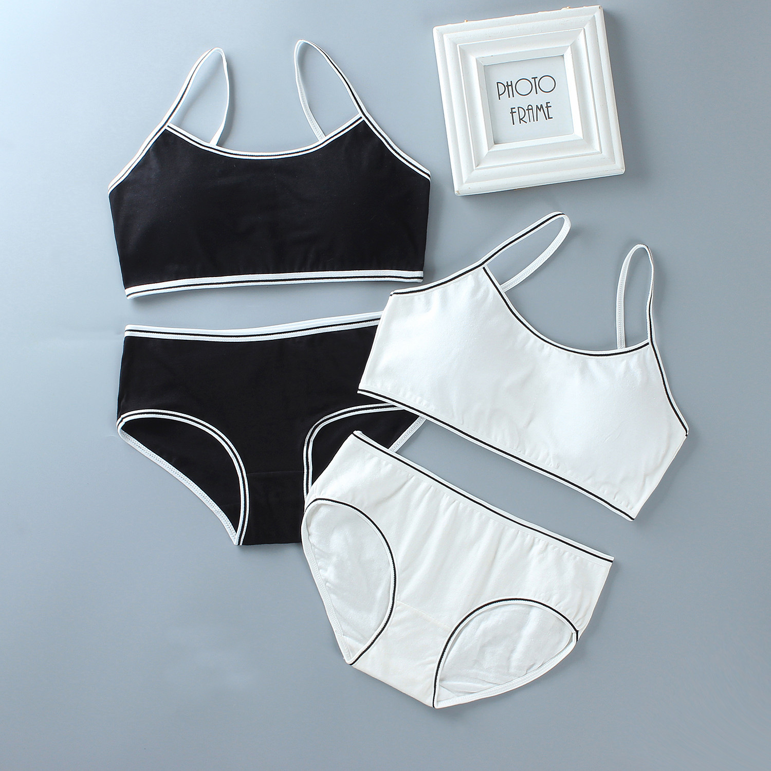 1Set intimo e mutandine per ragazze adolescenti top in cotone 100% gilet morbido traspirante slip da palestra per esterno reggiseno da allenamento per 8 16T