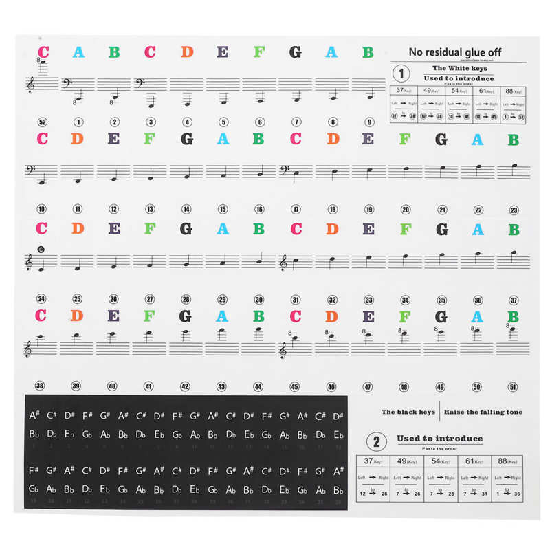 Electronic Keyboard Keyboard Piano Piano Sticker Electronic Piano Removable Keyboard PVC Adhesive Staff Intonation Labels: Color1