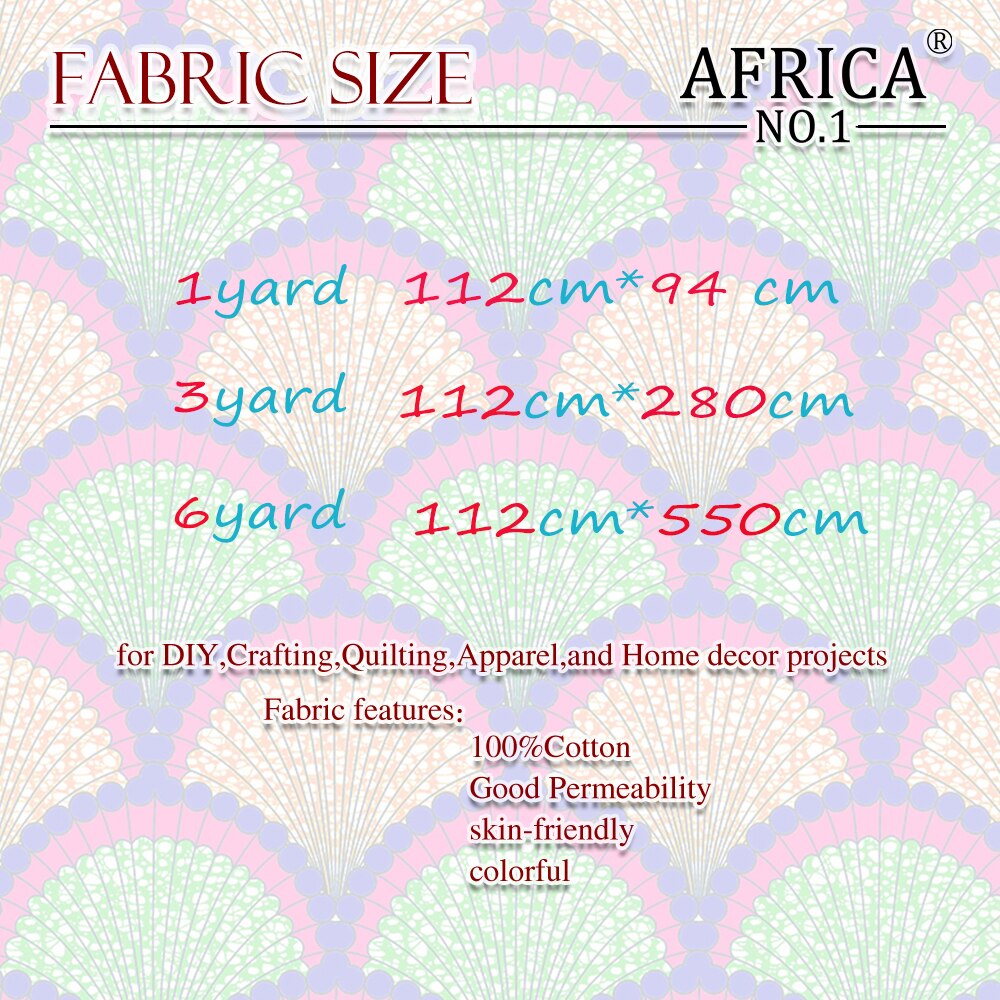 Ankara African Veritable Dashiki Print Cotton Fabric Wax Prints 6 Yards