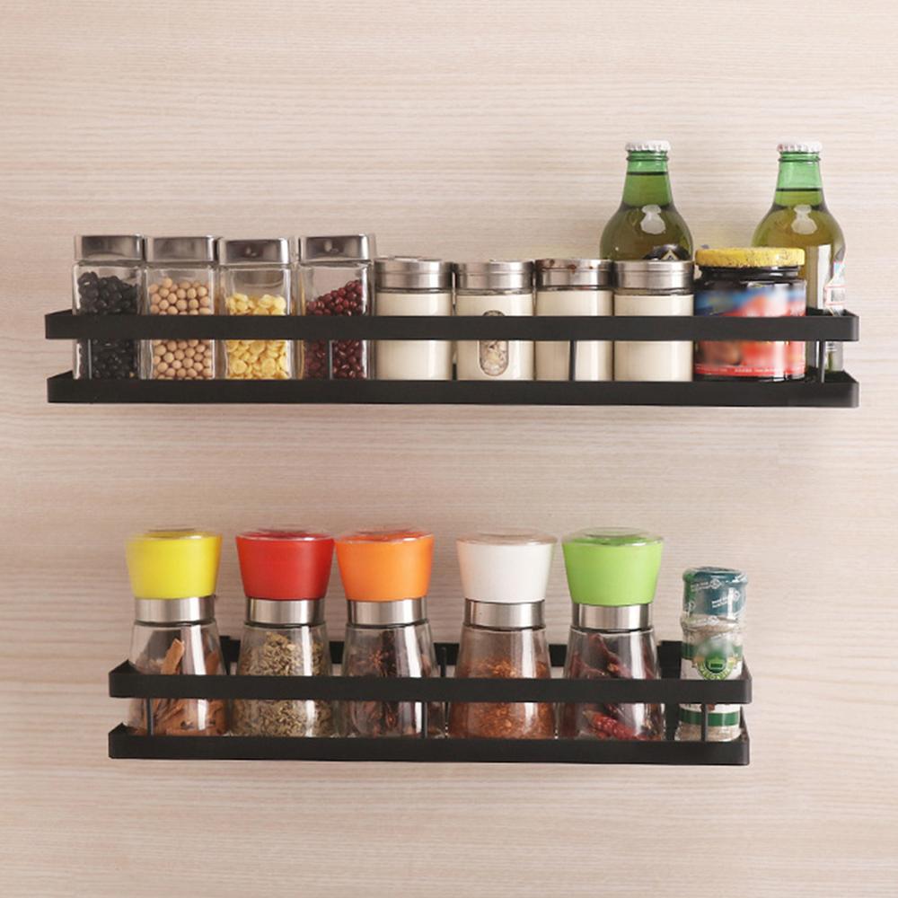 Kitchen punch-free stainless steel wall-mounted multi-function shelf condiment storage rack thickened floating finisher bathroom