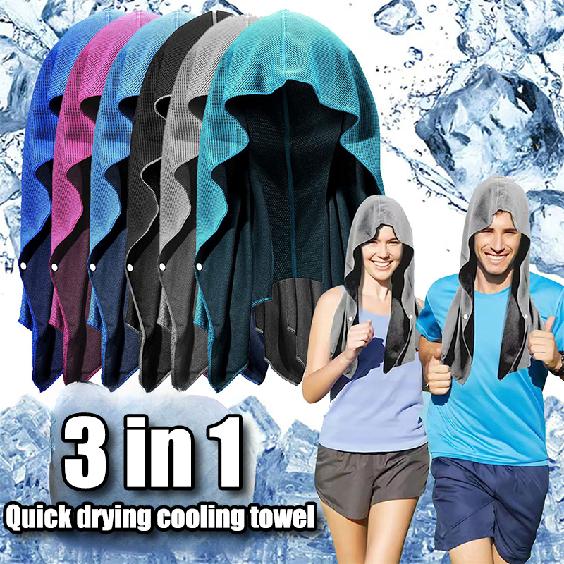 Zomerkoeling Hoodie Handdoek Zweet-Absorberende Koele Anti-Uv Fietsen Zachte Koude Detectie Sneldrogende Sjaal Voor Fitness Wandelen Vissen