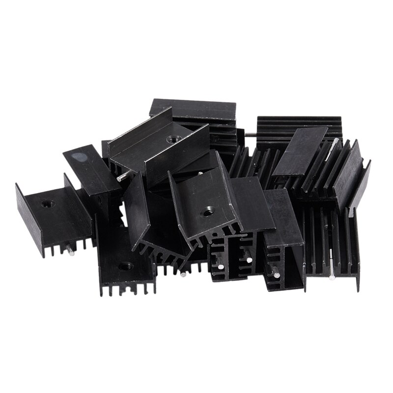 20x Zwart Aluminium Koeler Koellichaam Heatsink 25X15X10Mm Voor To-220 Ic: Default Title