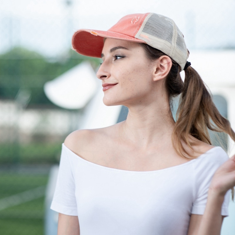 Women Running Tennis Cap Sport Summer Breathable Sun Protection Caps Messy Bun Mesh Hats Adjustable Sport Cycling Caps