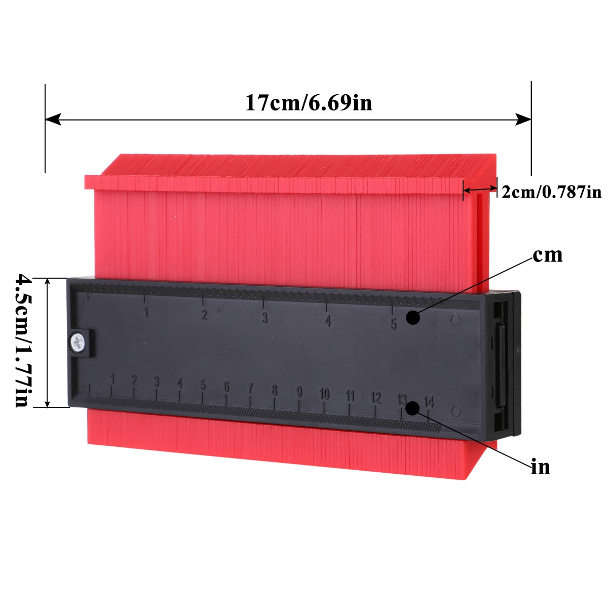 Medidor de contorno de 21 pulgadas, medidor de perfil, azulejos laminados, regla de medida de madera para dar forma al borde, medidor de contorno ABS, duplicador rojo