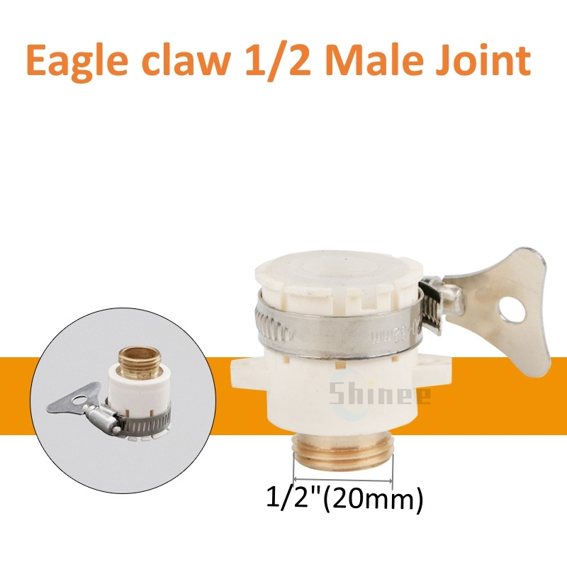 1 Uds. Conector rápido de rosca 1/2, adaptador de riego de jardín de latón, manguera de cobre para riego por goteo, accesorios de conector rápido para manguera de 16mm: YELLOW