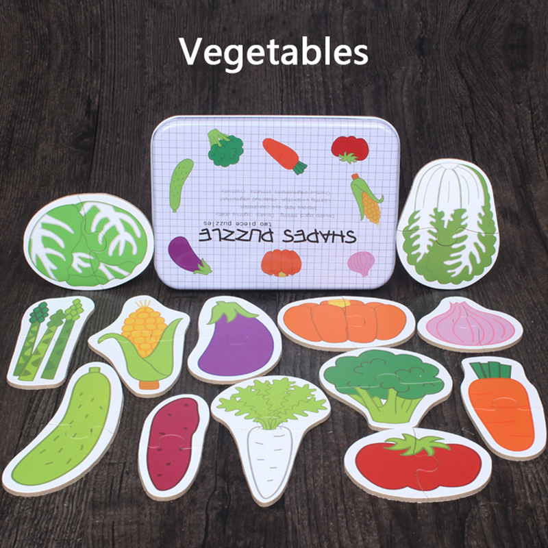 Baby Speelgoed Ijzeren Doos Houten Kaart Voertuig Fruit Dieren 3D Puzzel Spel Speelgoed Baby Vroege Educatief Training Cognitieve Puzzels: 05