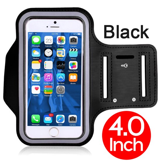 KLL Wasserdichte Brassard Lauf Gym Sport armband Fall Handy Arm Band Tasche Halter für iPhone Smartphone auf Hand: black 4.0 inch