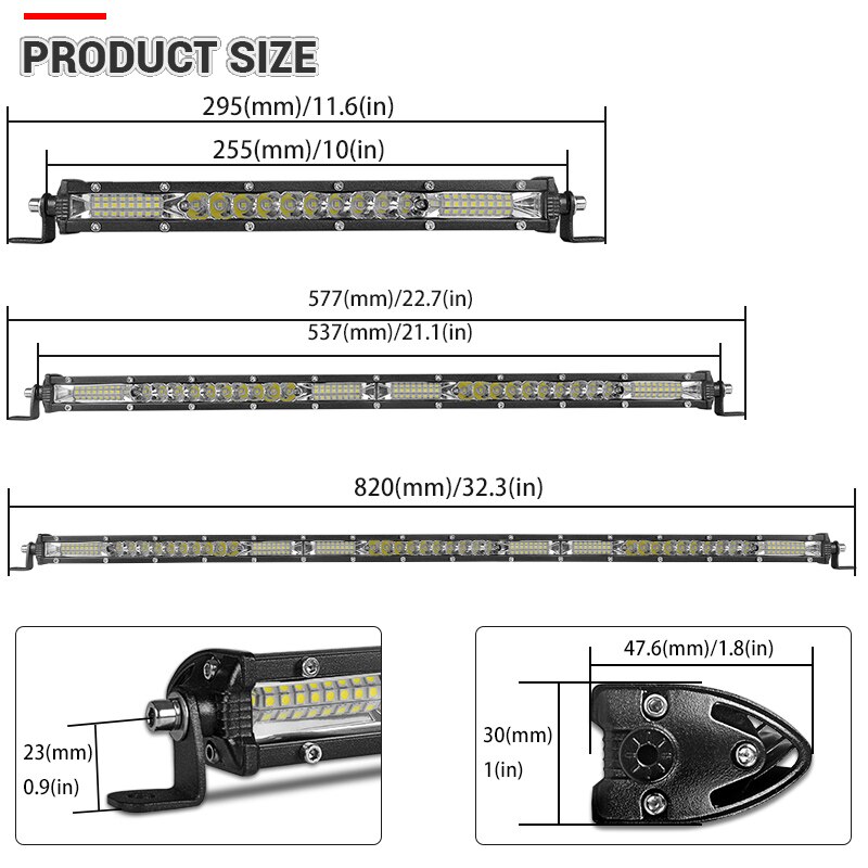 Ultral Slim Led bar 10 20 30 inch Combo Led Light Bar 12V 24V Flood Spot Driving Work Light for Jeep Trucks Tractor off Road ATV