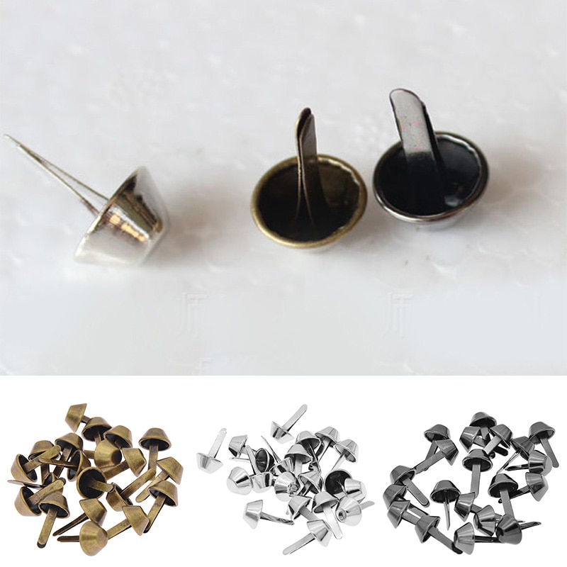 20pcs 12mm Luggage Hardware Base Decorative Two-legged Fork Nails Manual Metal Bag Bottom Nail Foot Nail Diy Bag Accessories