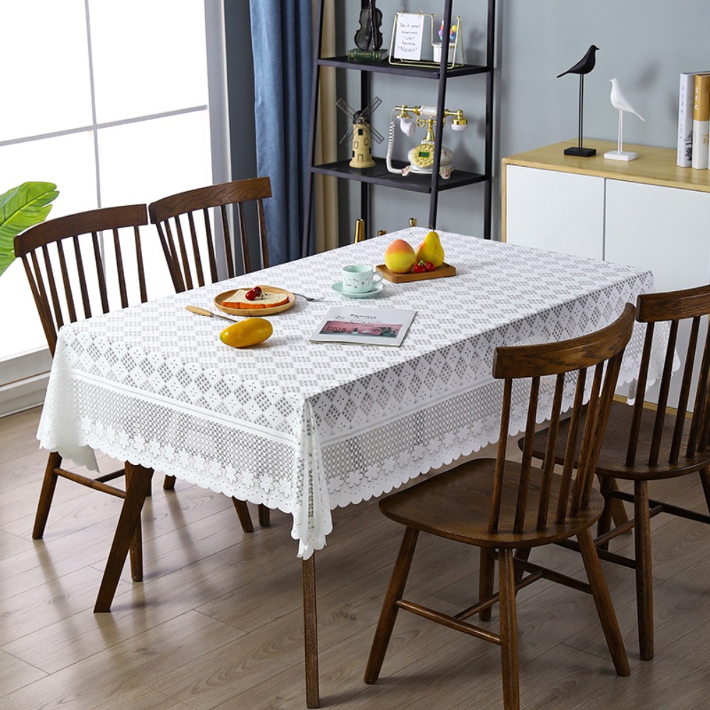 Elegancki Antyczny Koronkowy Ażurowy Obrus Haftowany Kwiatowy Europejski Pokrowiec na Stół Biały Uniwersalny Ślubny Obrus Bankietowy: Niebieski