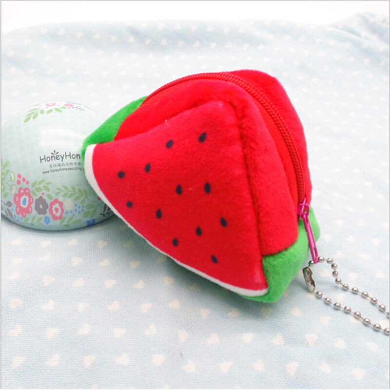 Kawaii Obst Plüsch Geldbörse freundlicher Reißverschluss Kleine Geldbörse Brieftasche Frauen Beutel Geld Tasche Wassermelone Geldbörsen Halfter