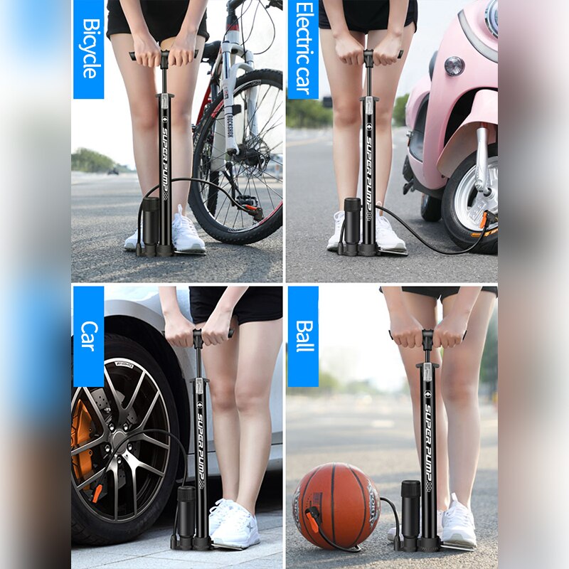 Xunting Mini Bike Pump Portable Bicycle Tire Pump Mini Bike Floor Pump Hand Foot Football Mini High Pressure Tool Bicycle Pumps