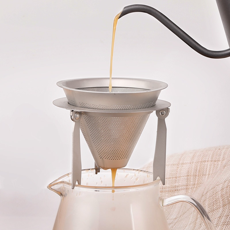 Kerst tiartisan vietnam koffiefilter herbruikbaar mat zilveren titanium koffiefilter koffiekegelbeker voor de keuken