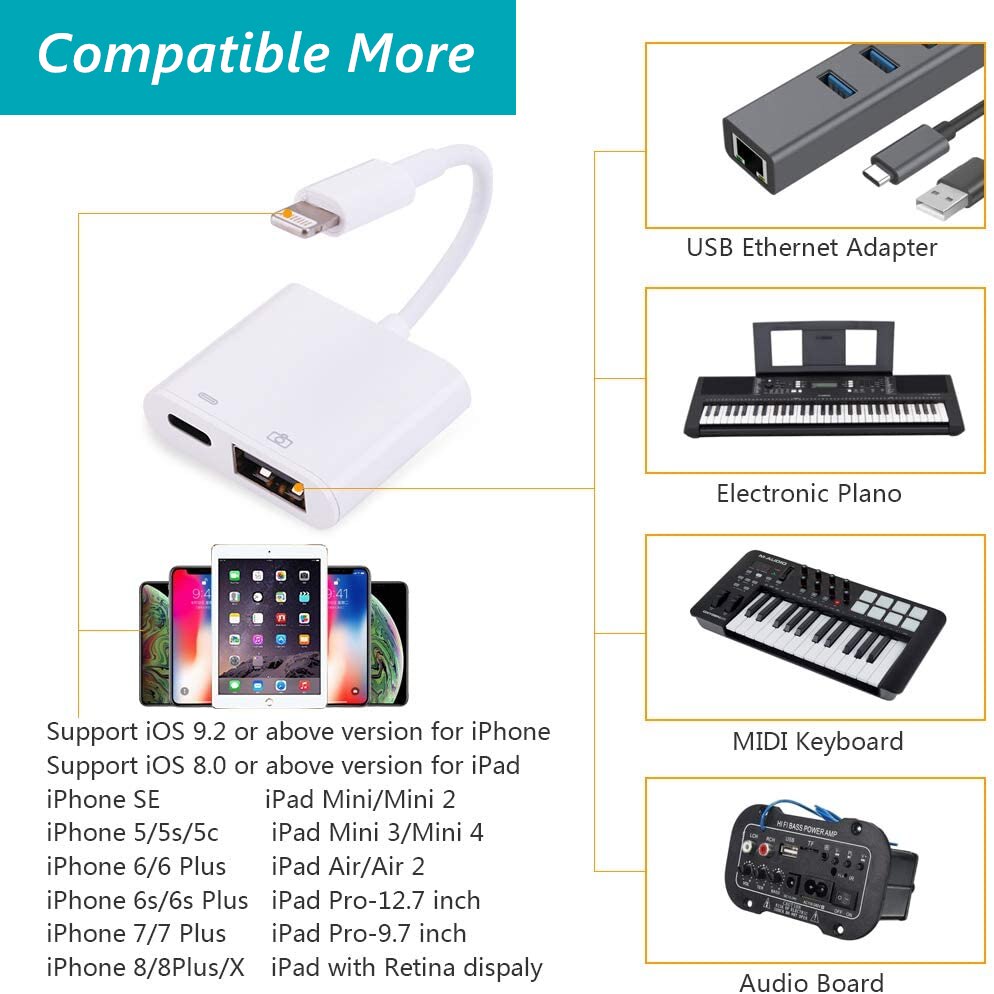 Otg Adapter Lightning Naar Usb Otg Kabel Poort Opladen USB3.0 Data Keyboard Piano Voor Iphone 6 7 8 X Pro max Ipad Apple Ios