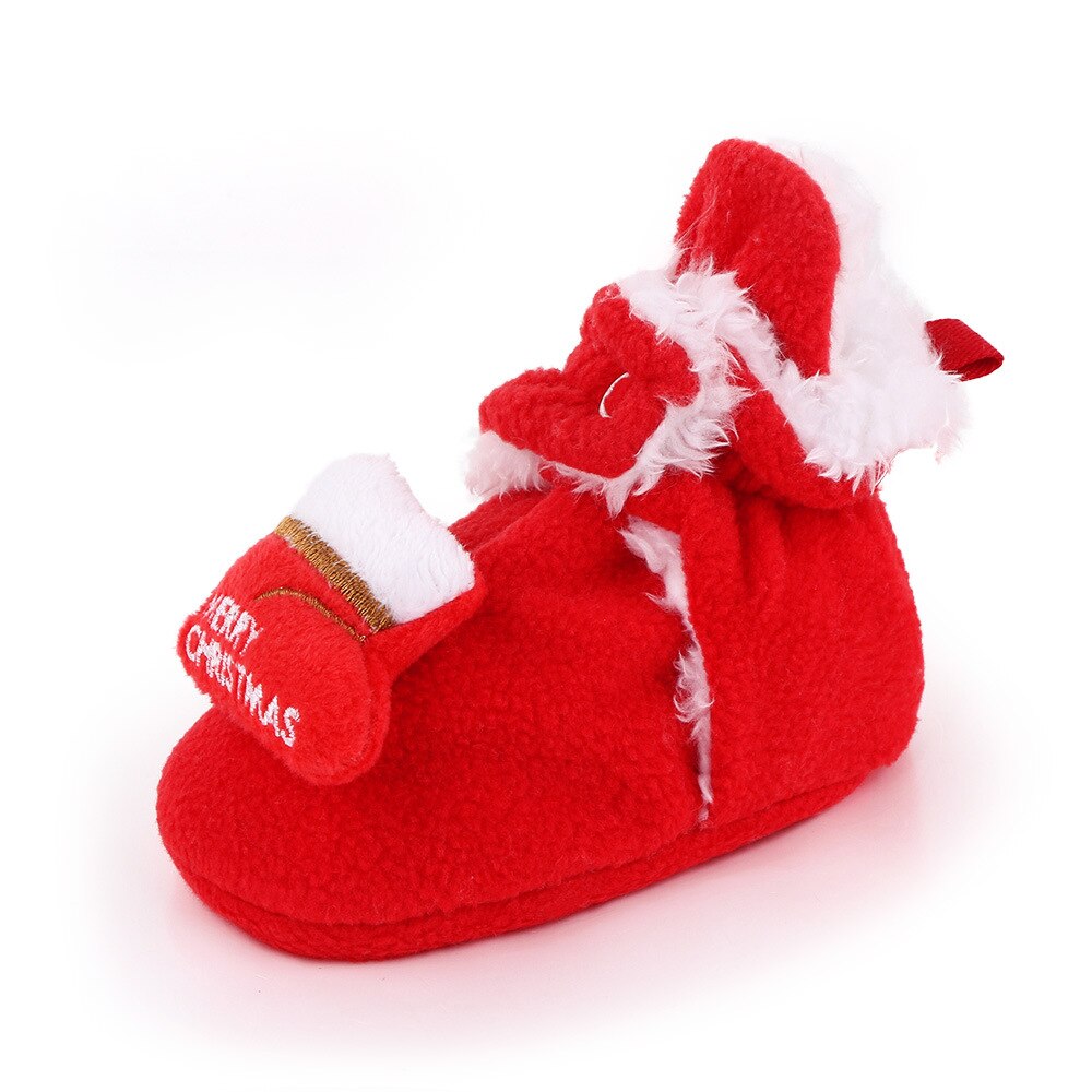Winter Warm Kerstman Baby Schoenen Kerst Baby Jongens Meisjes Babyschoenen Leuke Laarzen Xmas Soft Sole Baby laarsjes: Red socks / 13cm