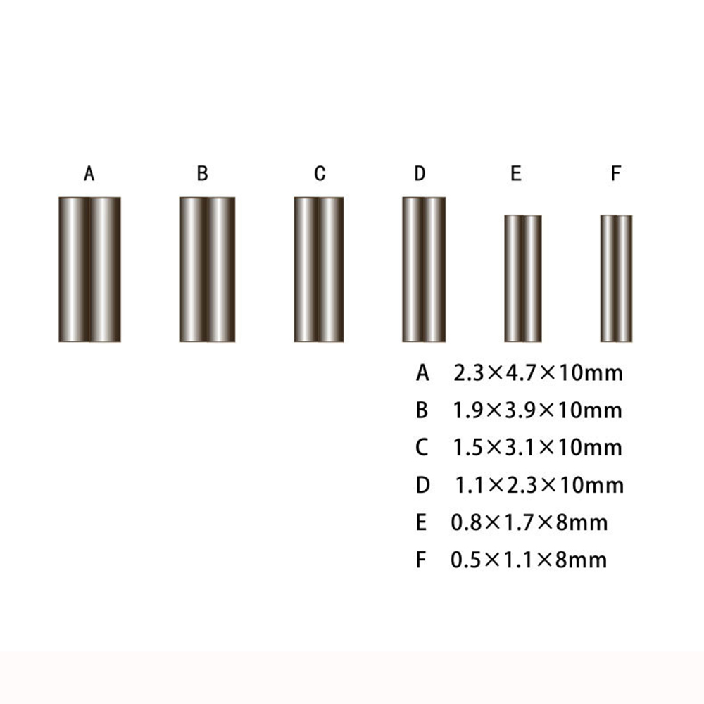 PRO BEROS 50Pcs Copper Double Barrel Crimp Sleeves Fishing Line Tube Connectors Crimping Loop for Leader Rigging Ferrule 0.8-2.0