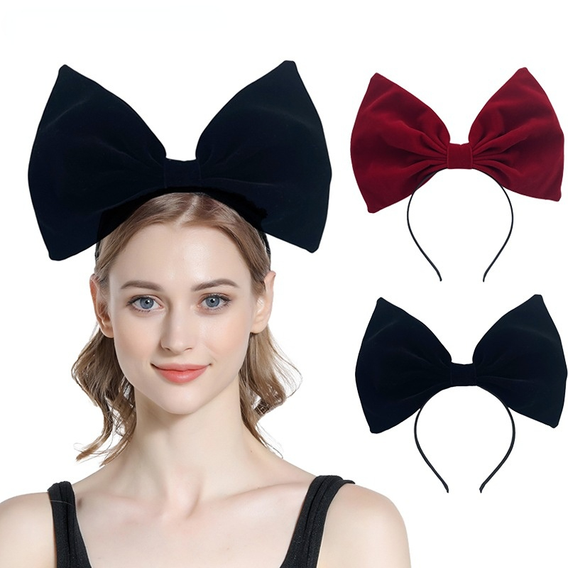 Meisjes Vrouwen Grote Bogen Hoofdbanden Haarbanden Haarhoepel Bruiloft Carnaval Feestkostuum Accessoires Rood Zwart