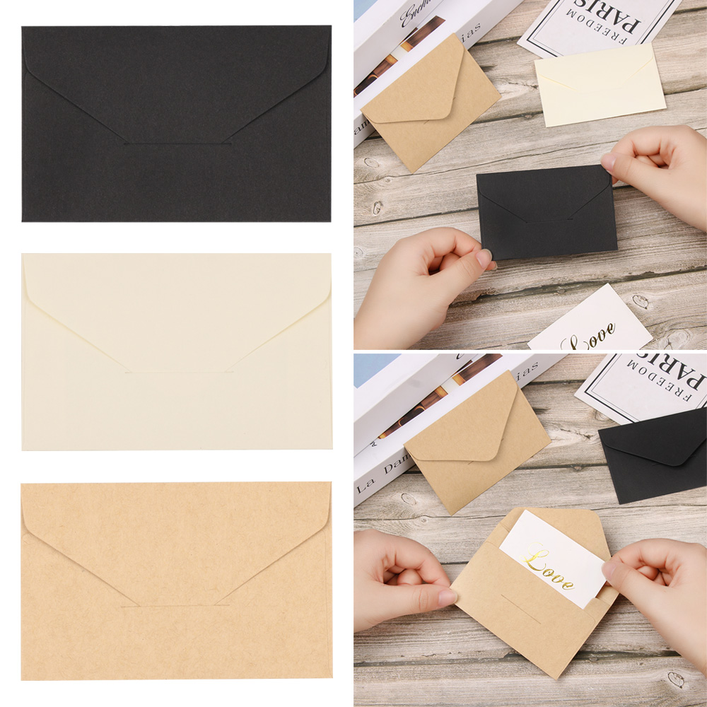 Mini Series Business Classic White Black Kraft Blank Mini Paper Window Envelopes Wedding Invitation Envelope