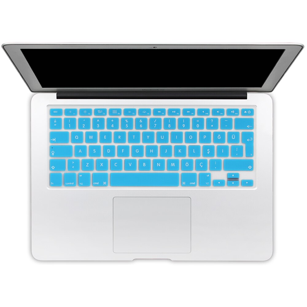 Autocollants de protection de clavier en Silicone de Version turque de l'ue pour Apple Macbook Pro 13 15 17 Retina Mac Air 13 couverture de clavier: sky blue