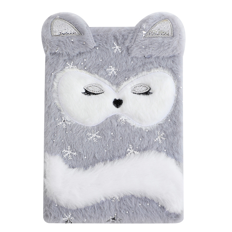 Carnet de notes en peluche chat mignon pour filles, Kawaii, pendentif, porte-clés, chats à fourrure, carnet agenda quotidien, carnet de notes, papeterie