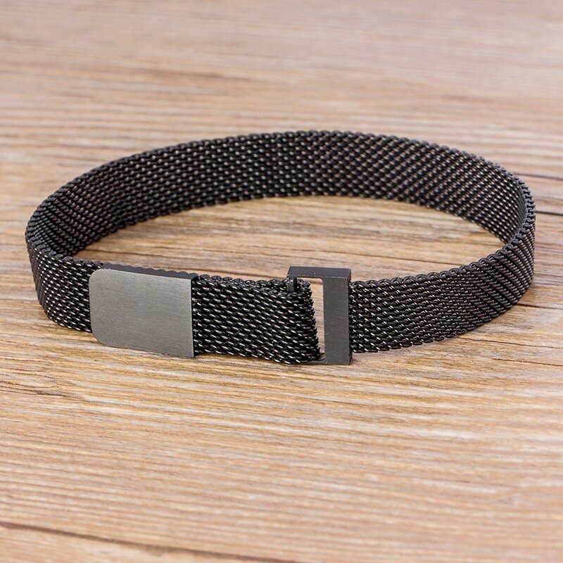 Bracelet ajustable Punk classique universel pour hommes et femmes, fermoir magnétique en acier inoxydable, à la , bijoux: Black