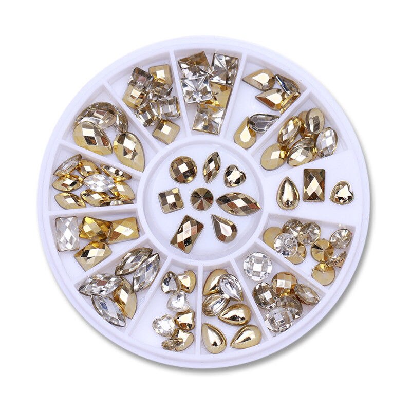 1 låda glitter naglar strass multi size flat-back ab kristaller stenar 3d berlocker diy tips nagelkonst dekorationer glänsande diamanter: A31