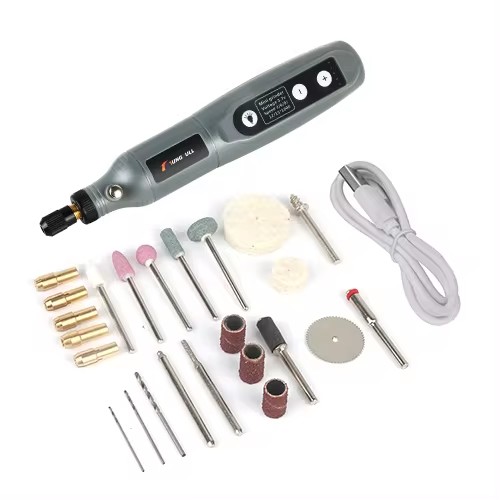 Stylo de gravure sans fil USB, Mini perceuse sans fil Rechargeable, outil rotatif de vitesse, ensemble d'accessoires de meulage Dremel: Rose