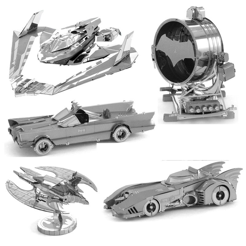 Batmobile 3D Metal Puzzle BAT-Signal Batwing TV Batmobile model KITS Assemble Jigsaw Puzzle Toys For Children