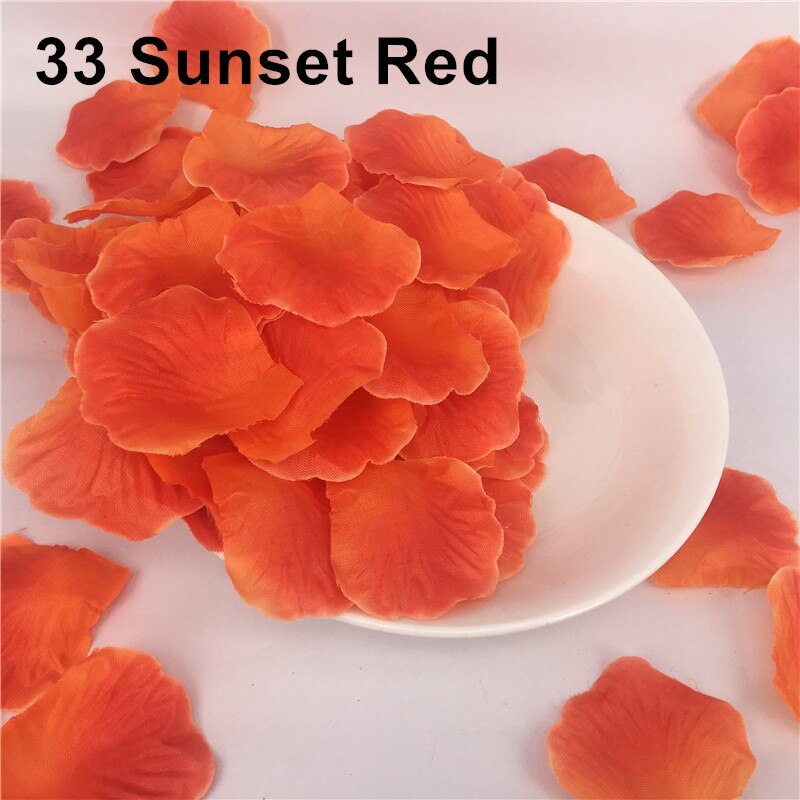Hvit rosa røde roseblader romantiske blomster bryllup dekorasjon bryllup fest tilbehør blå kronblad de rosa kunstig 500 stk: 33 solnedgang rød