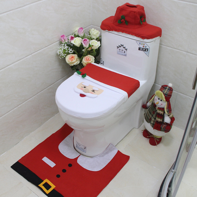 3 Stck Weihnachten Lieferungen Wc Dekoration Weihnachten Wc Badezimmer Dekoration Karikatur Wc Sitz Abdeckung Schlecht Zubehör: alt Mann 1einstellen