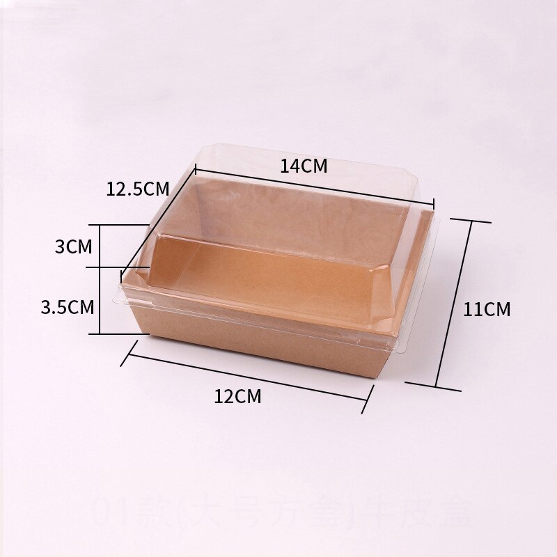 10pcs Rectangular/Square Kraft Paper Box Sandwich Wrapping Boxes With Plastic Clear Lids Cake Bread Snack Bakery Food Packing: 2