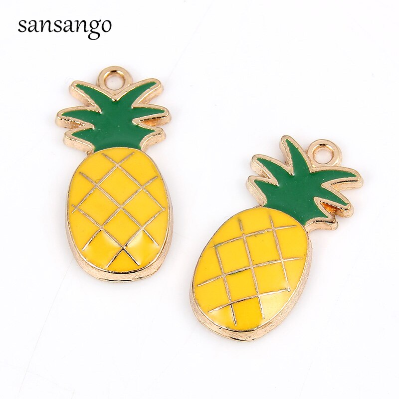 10pcs Armband Gouden Ananas Fruit Lichtmetalen Charms Hanger Kralen Fit Armband Voor Vrouwen Meisje Sieraden Maken Accessoires: Pineapple