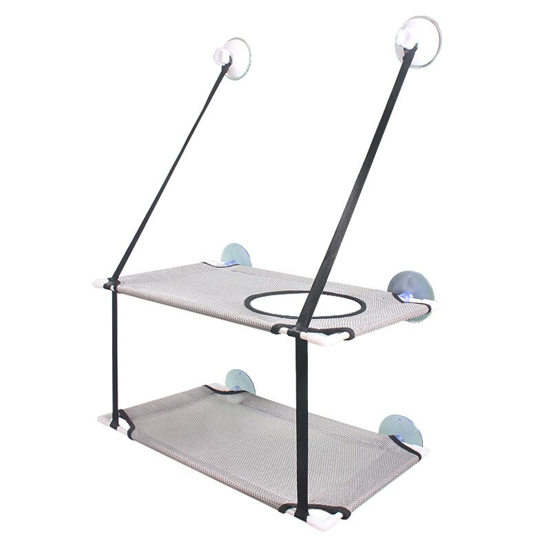 Bonitas camas colgantes para mascotas, asiento montado en ventana para gatos, hamaca, cama para ventana, asiento de copa para mascotas, cama para gatos: Double layer gray