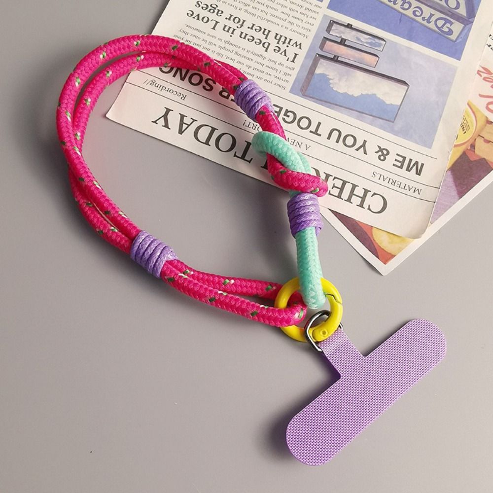 Correa Universal de nailon trenzado para teléfono móvil, cadena colgante, anillo, cordón para la muñeca, llavero de cuerda desmontable: Plata / Gris
