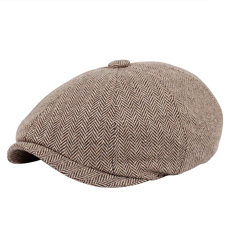 Gorros de invierno y otoño para hombre y mujer, Unisex, de Tweed cálido, octogonal, de Detective, Retro, planos, novedad de: Marrón