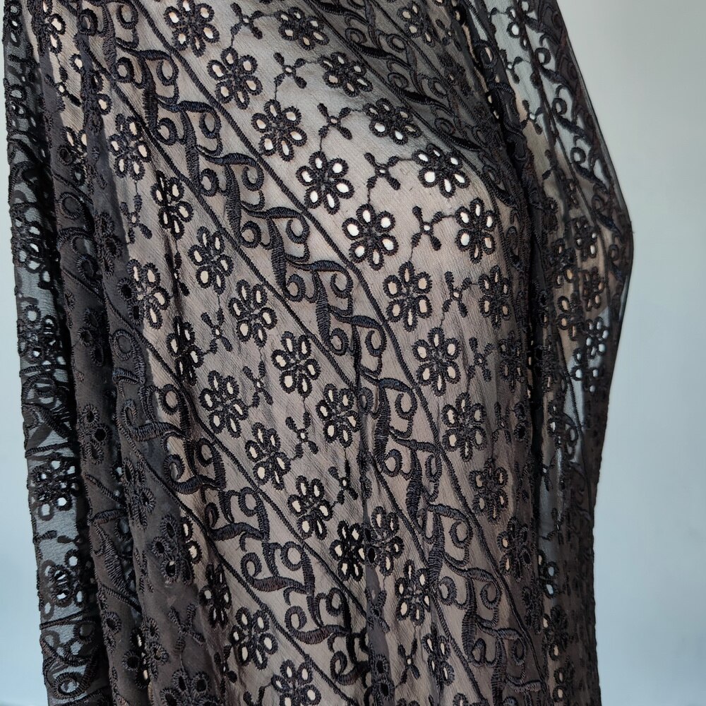 Lace Red Color Pure Silk Evening Dress Wedding 100% Silk Fabirc Silk chiffon embroidery: 55-1104 black