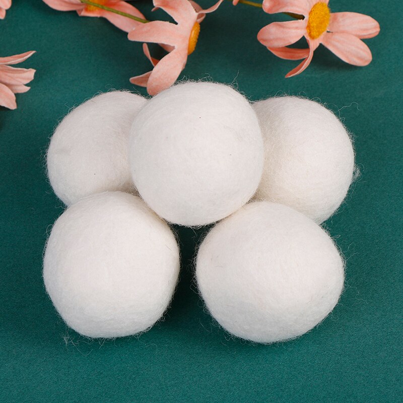 5 pièces/ensemble laine sèche boules tissu naturel vierge réutilisable adoucissant lessive 5cm