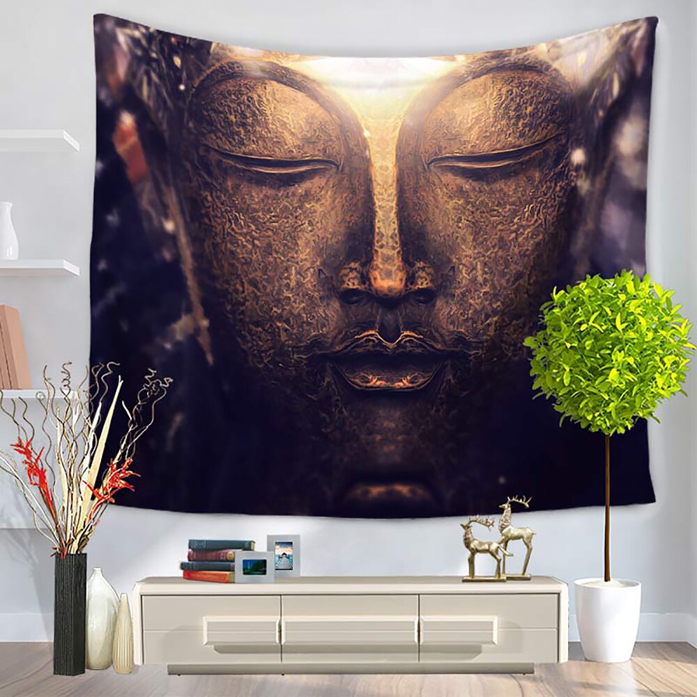 60 * 50 tommer buddha trykt gobelin blød polyester vægophæng kunst gobelin hjem stue soveværelse indretning hængende billeder: -en / 95 x 70cm