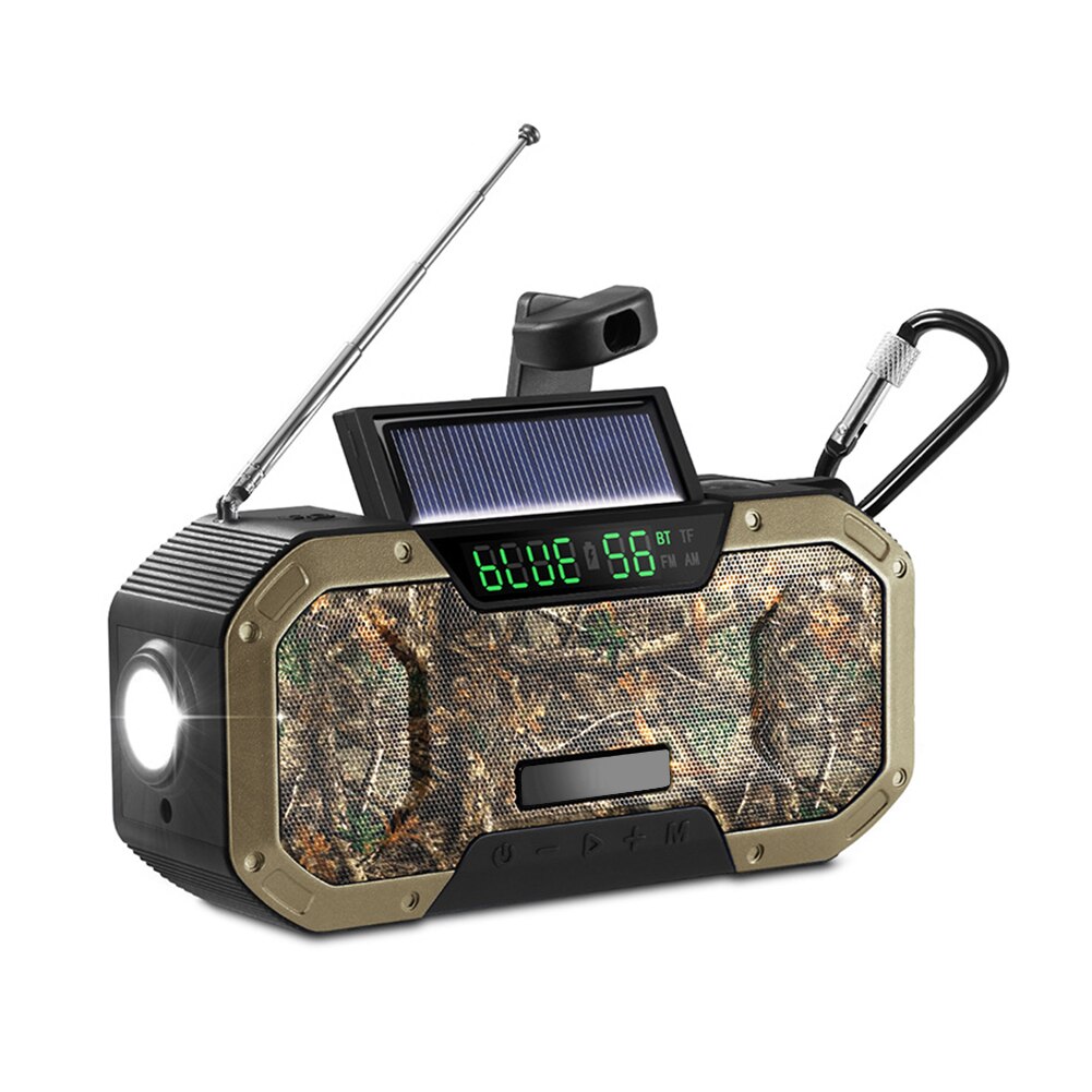 Multifunctionele Draagbare IPX5 Waterdichte Radio Hand Crank Solar Crank Dynamo Powered Am/Fm Weer Radio &amp; 5000 Mah Power bank: Army Green