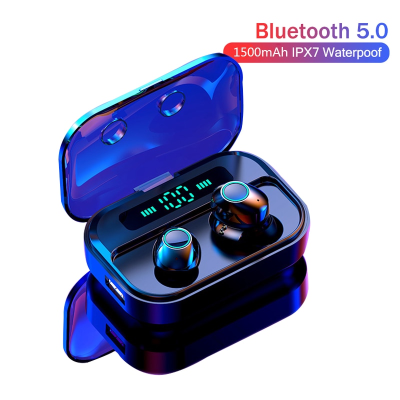 M7 Tws Draadloze Hoofdtelefoon Bluetooth 5.0 Oortelefoon Sport Waterdichte Headset Oordopjes Stereo Bass Oortelefoon Met Power Led Display