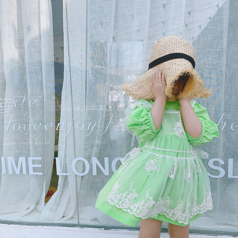 20 primavera e l&#39;estate nuovo arrivo abbigliamento per bambini ragazze pizzo fiore ricamo camicetta abito Sexy vuoto
