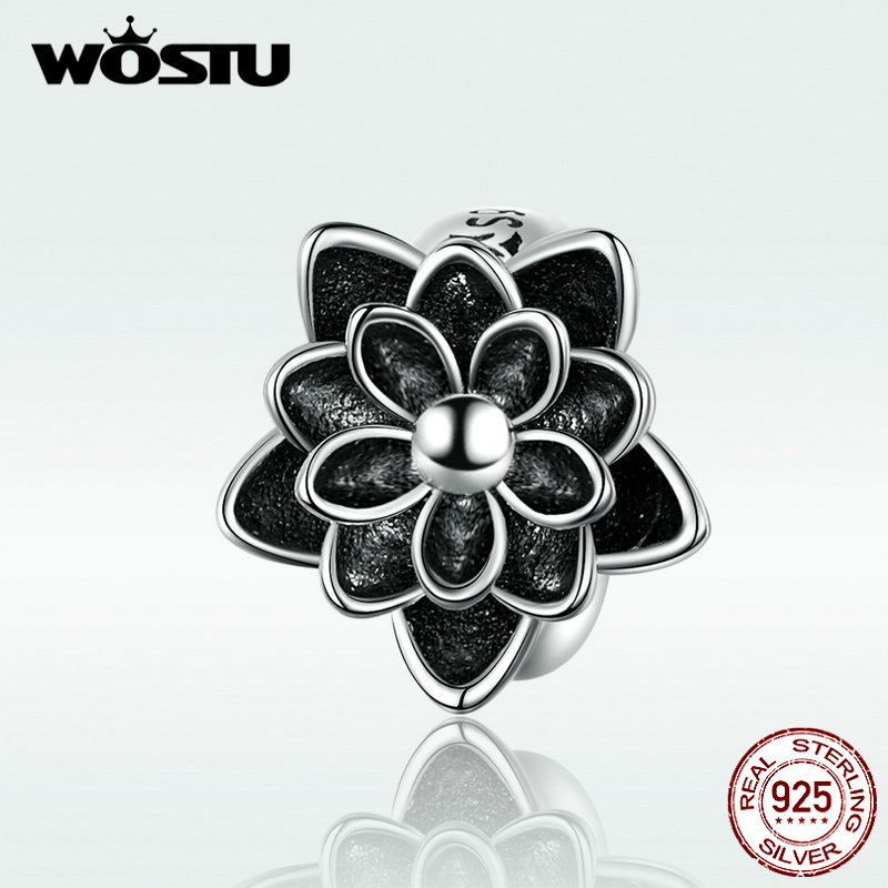 WOSTU S925 cuentas de loto auténticas cuentas de plata de ley 925 ajuste pulsera y brazalete para mujer joyería DXC1196